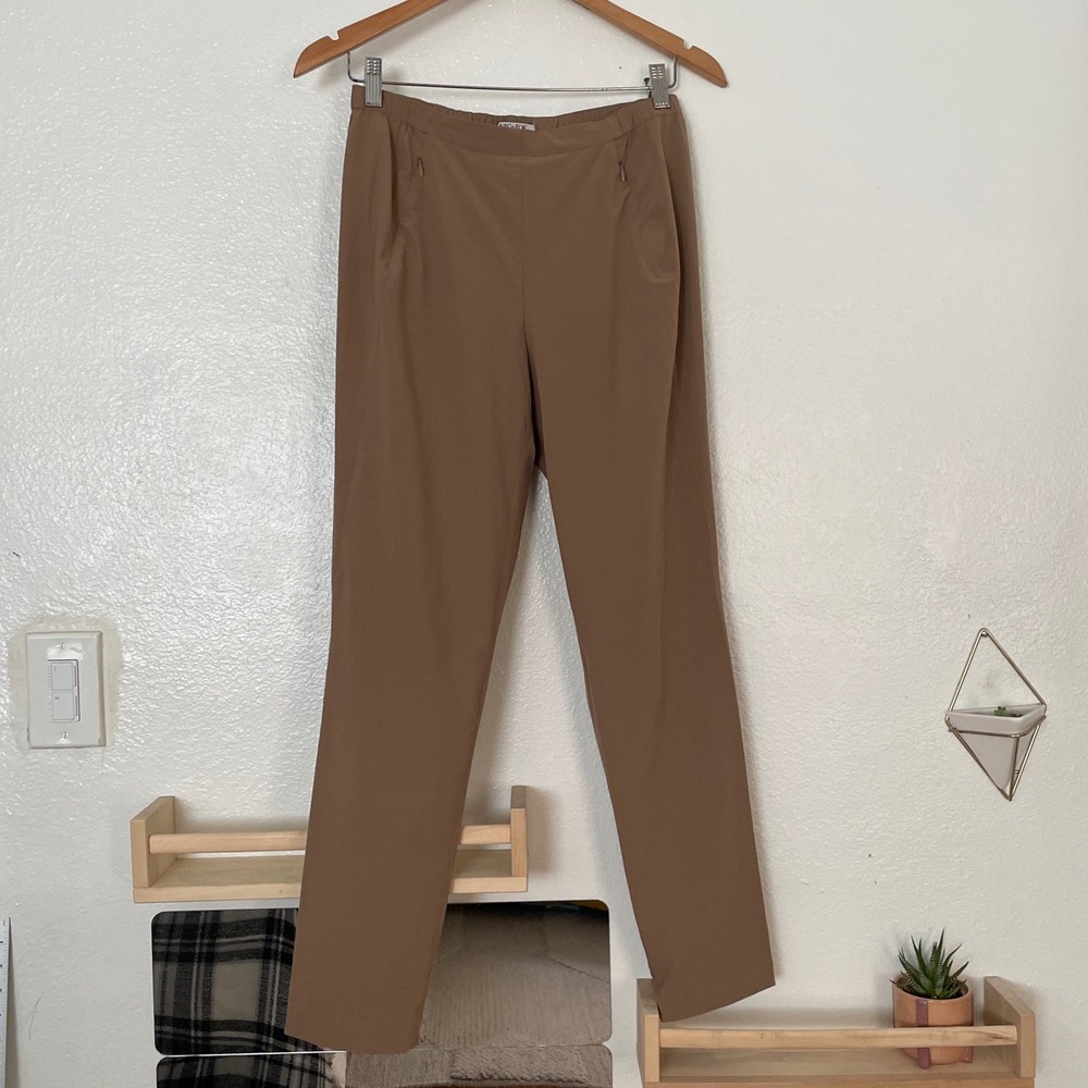 Nic+Zoe Wonderstretch Straight Leg Pants Camel Brown Tan Size 2 Pull On Office
